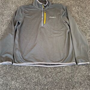 Eddie Bauer Gray Quarter-Zip Pullover with Yellow Zip Accent